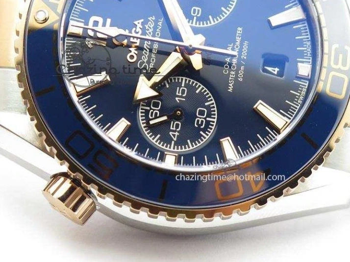 1224 FlexibleFit Seamaster Professional Chrono SS RG Blue Ceramic Blue Dial On SS RG Bracelet A 8211